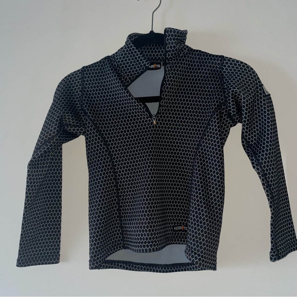 Kerrits Fleece Winter Riding Zip Up Top Kids Size Small Black Geometric Pattern